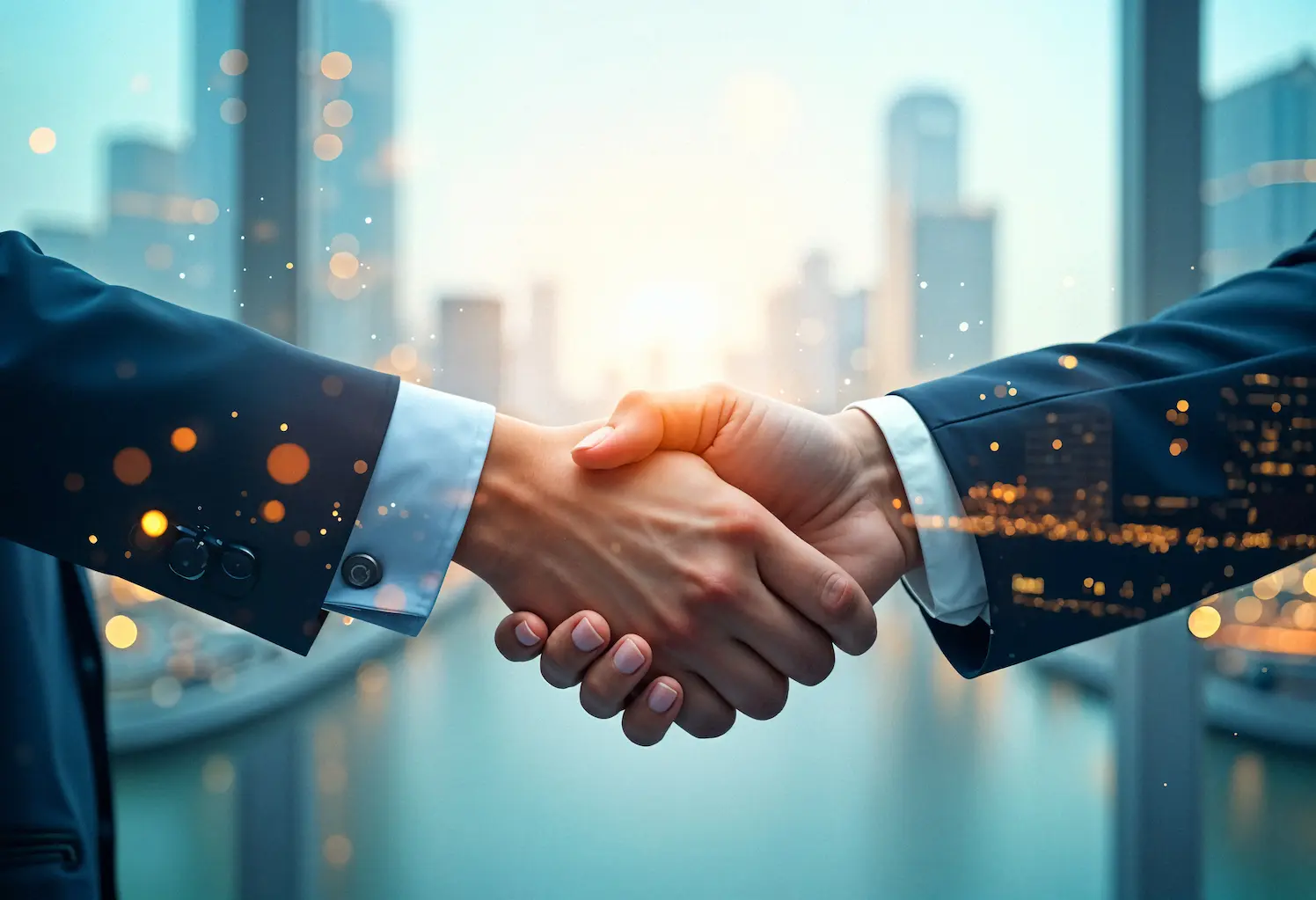 Future business technology concept with a connected digital interface